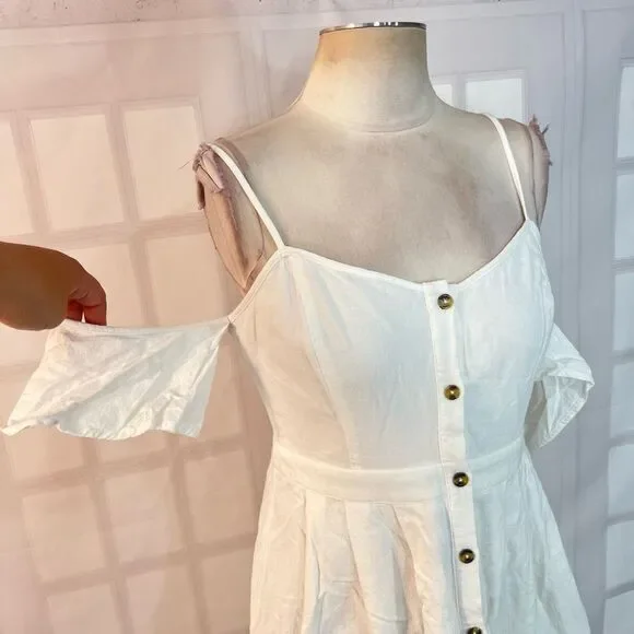 Lulu’s I've Got Love White Off-the-Shoulder Midi Dress size medium - Picture 6 of 15